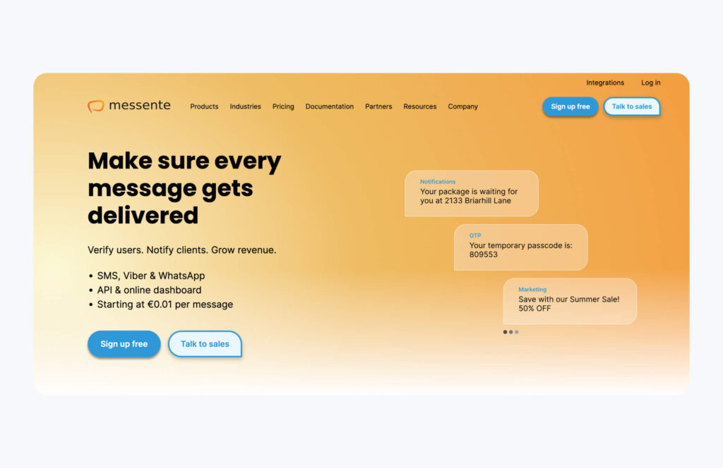 Messente: best mass text app with variable pricing