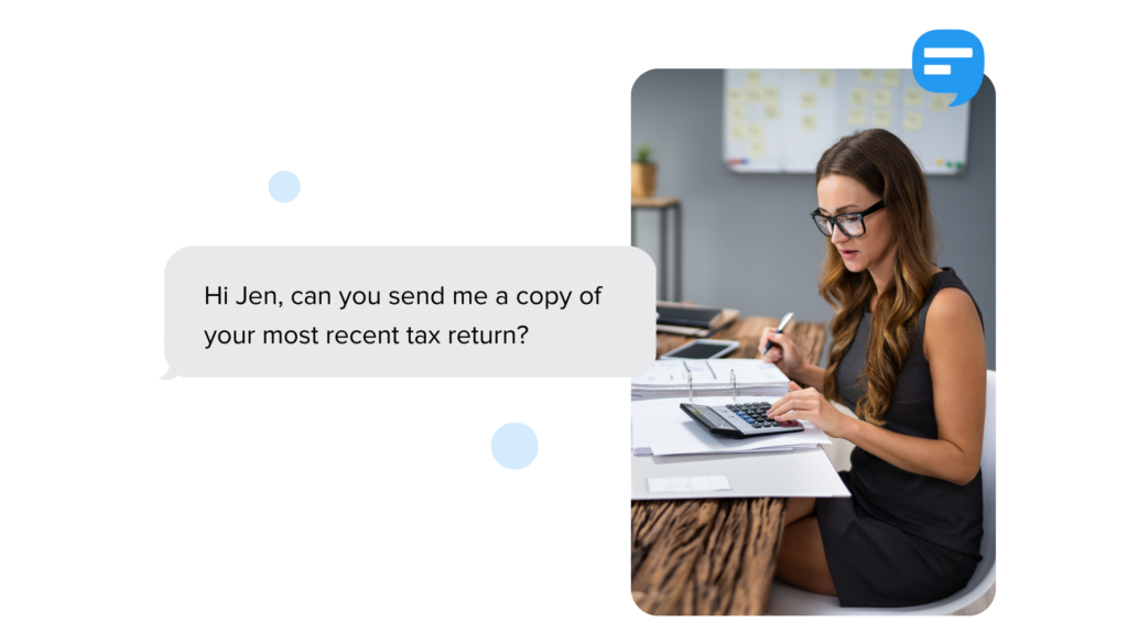 text message from a tax professional