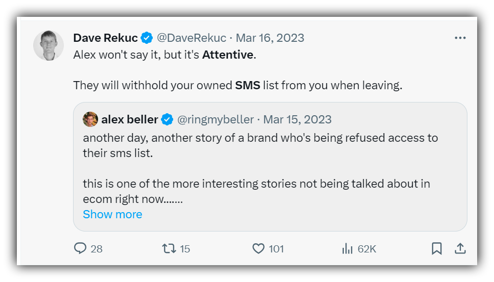  Dave Rekuc negative claim about Attentive