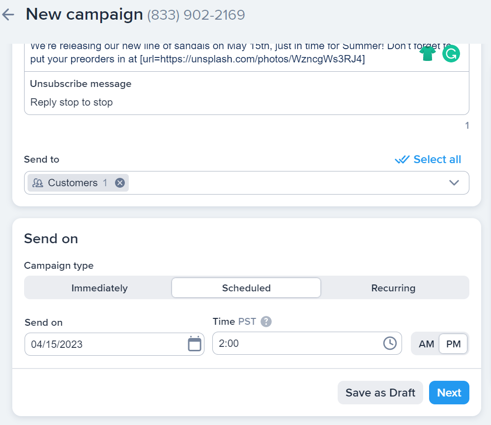 Campaign scheduling options