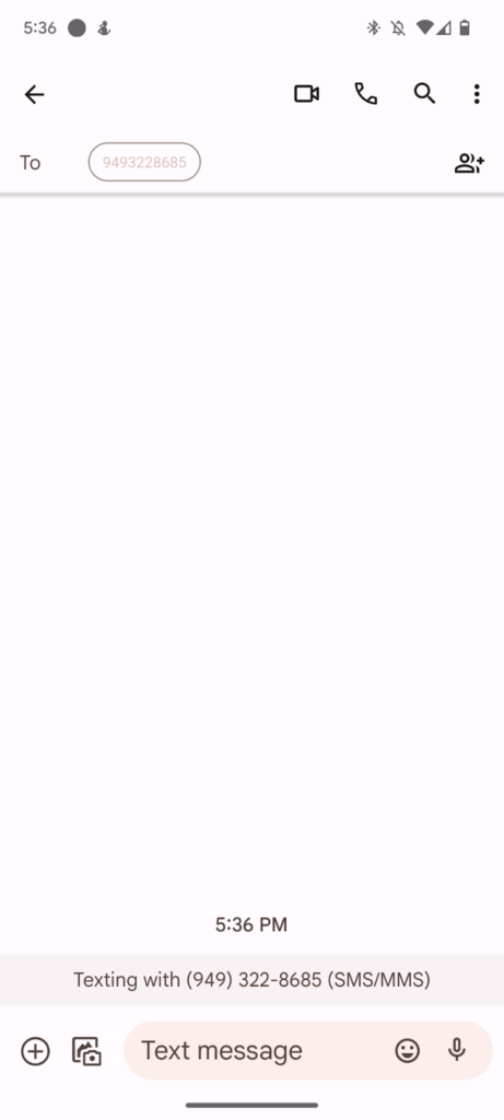 A view of the Messages app on Android