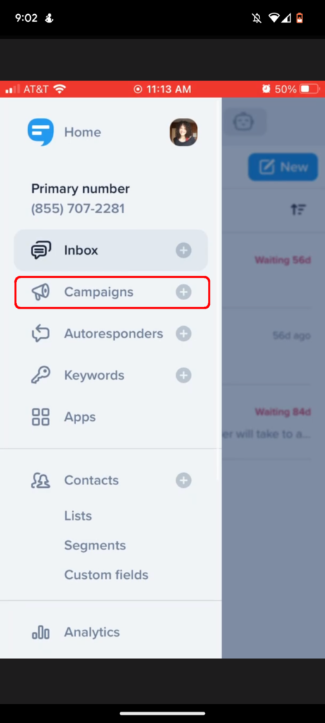 Creating a campaign in the SimpleTexting mobile app