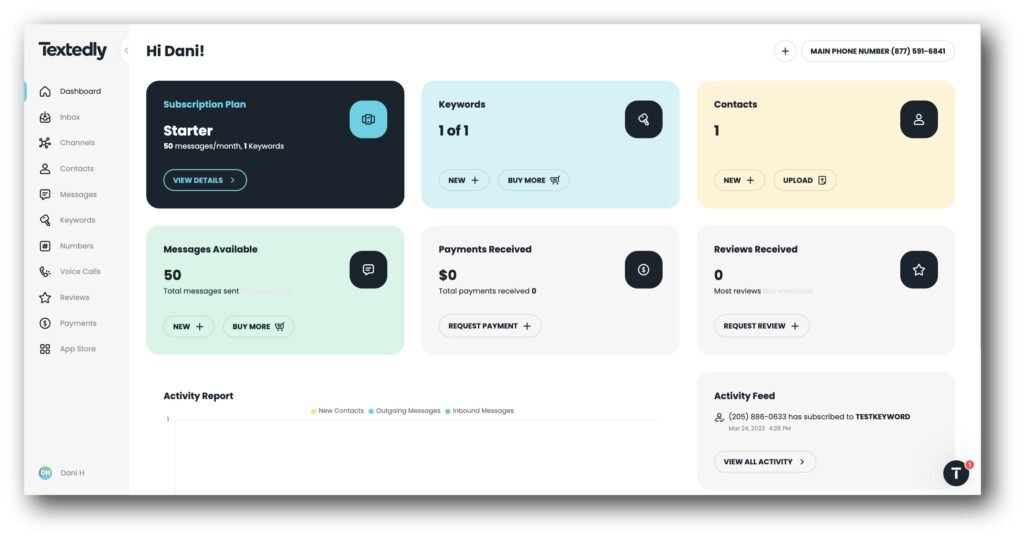 Textedly's B2B SMS tool