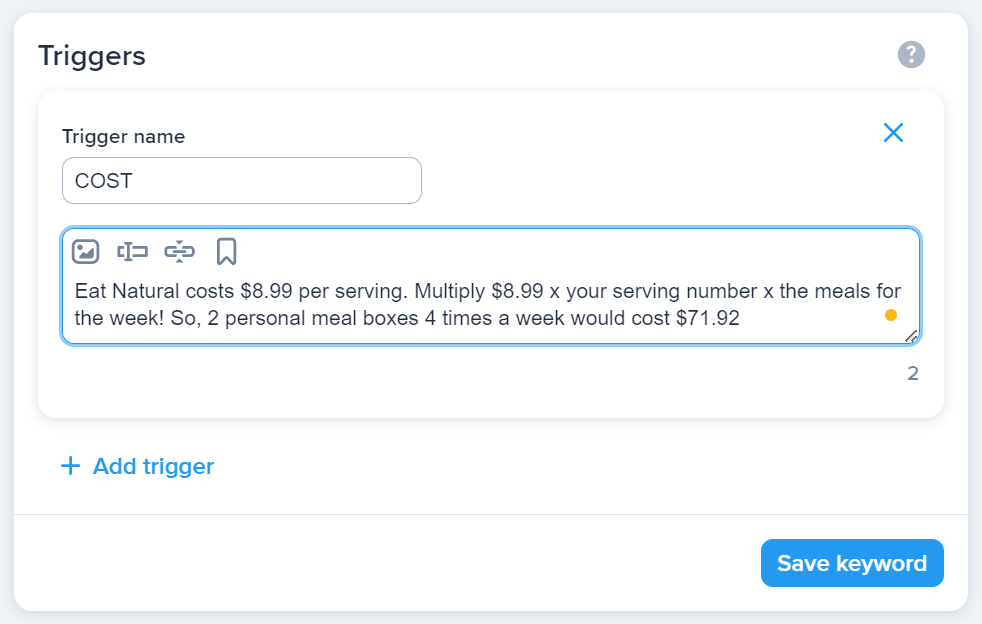 A self-service keyword trigger for better e-commerce customer service