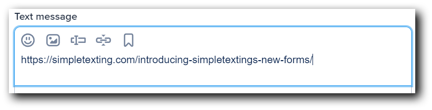 Inputting links in texts with SimpleTexting