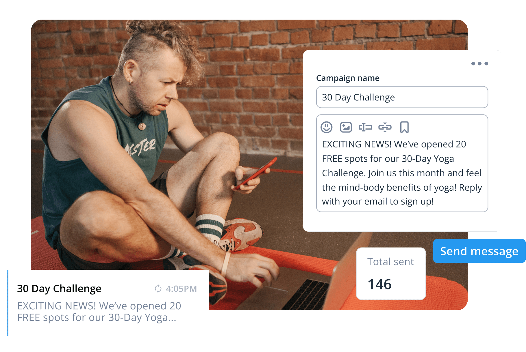 Automated text messaging for gyms and fitness centers example