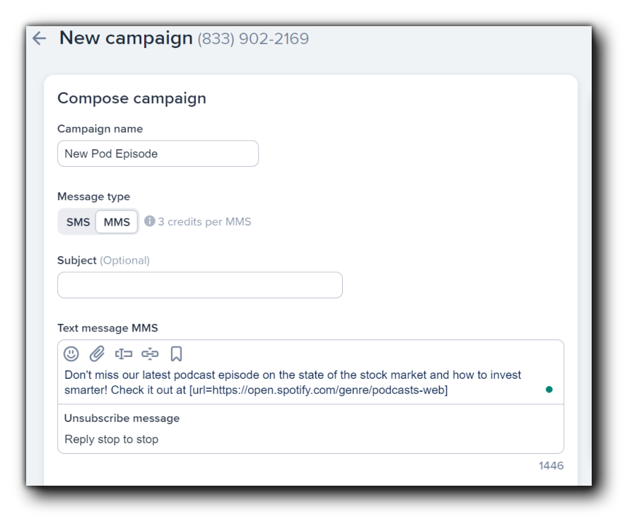 An example of an MMS campaign