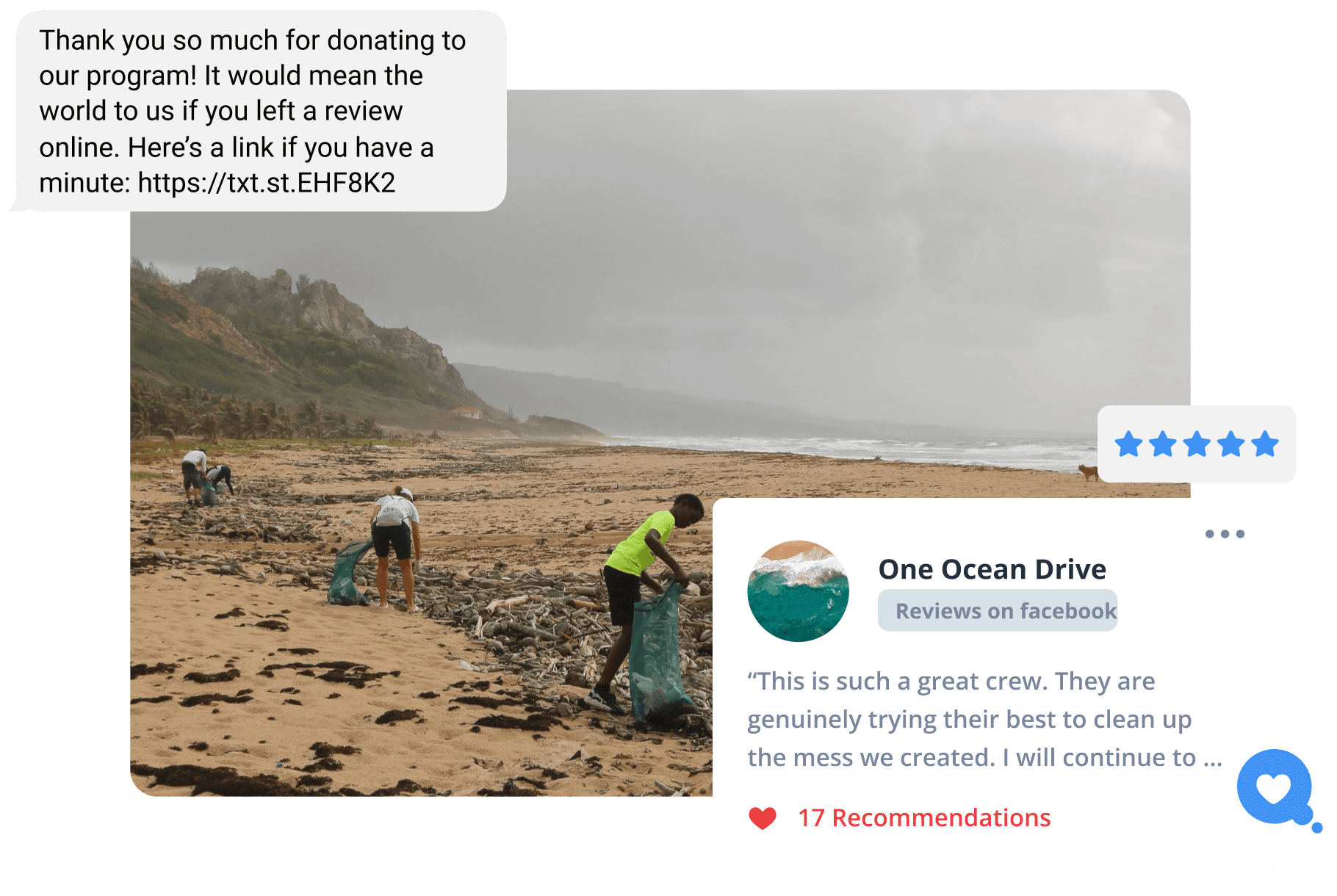 organize volunteer non profit review generation text