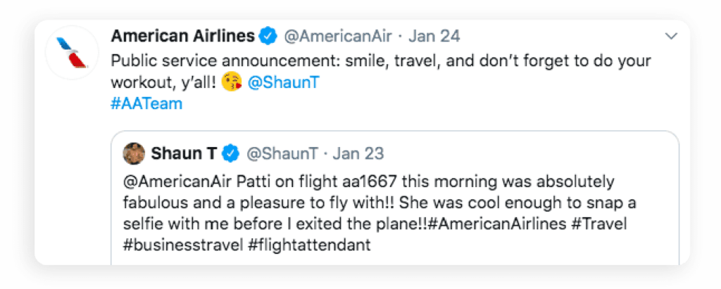 An example of a customer review on social media
