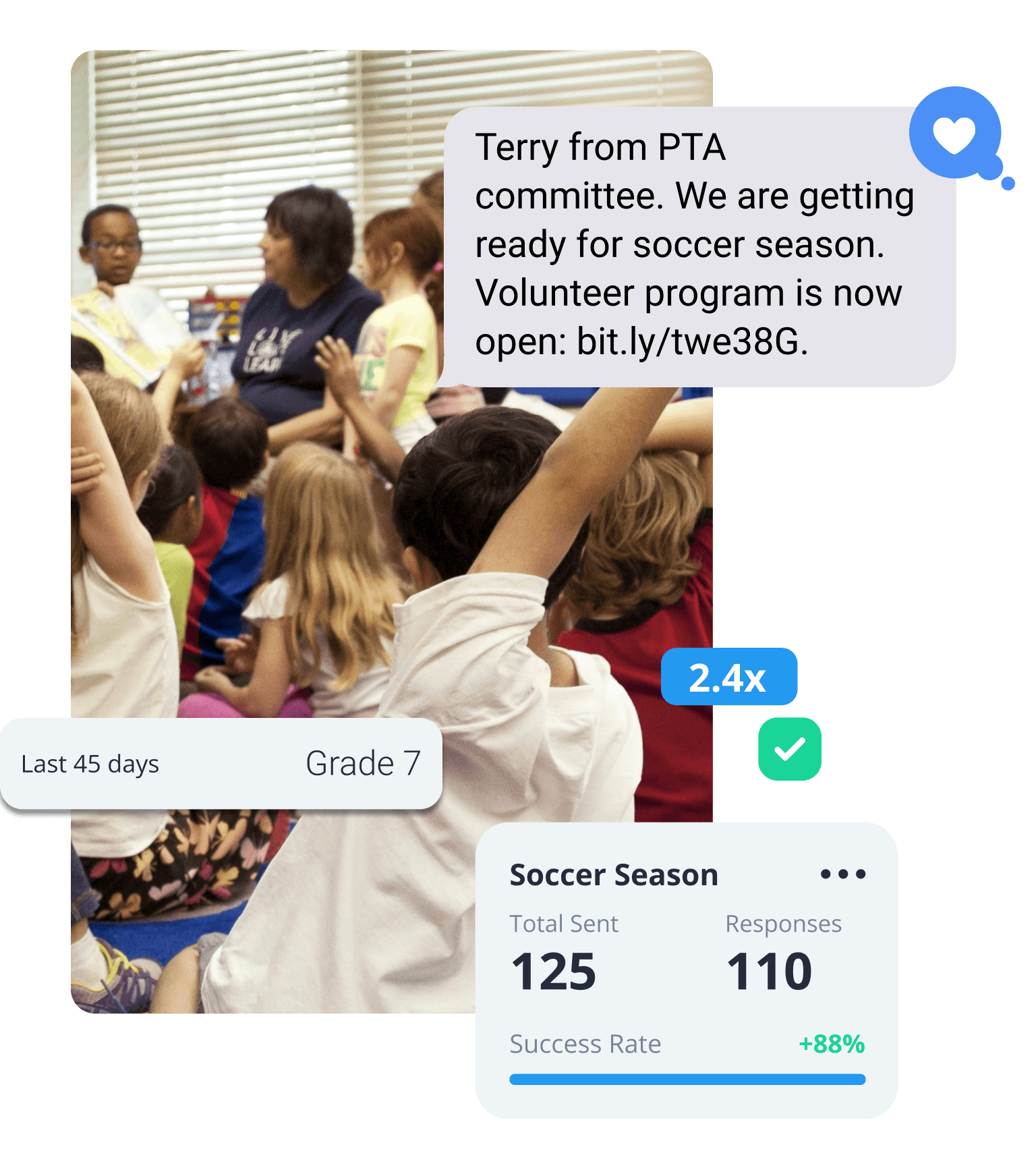 School text message campaign from PTA committee