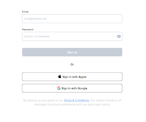 sign up page for SimleTexting's SMS platform for small business