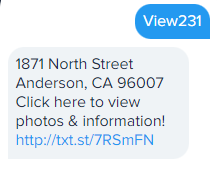 real estate text message example where prospective buyer texts in a keyword and real estate agent sends more information about the property