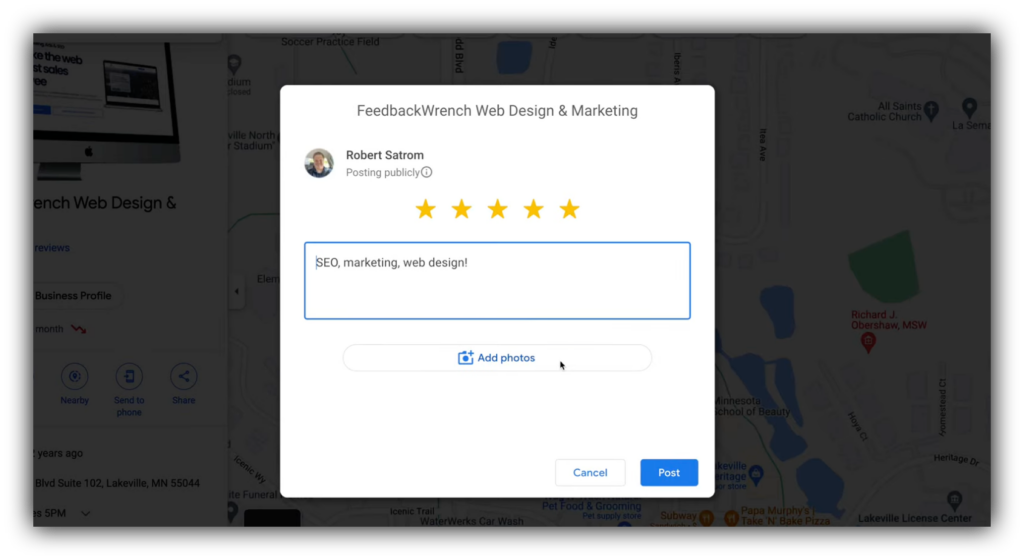 Test review link from Google Business Profile