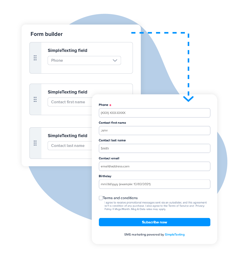 simpletexting web form builder